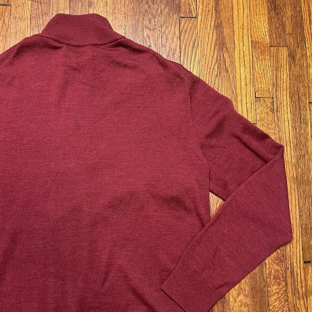 UnTuckIt Quarter Zip Men's Sweater Size Large 100% Merino Wool Sweater Maroon